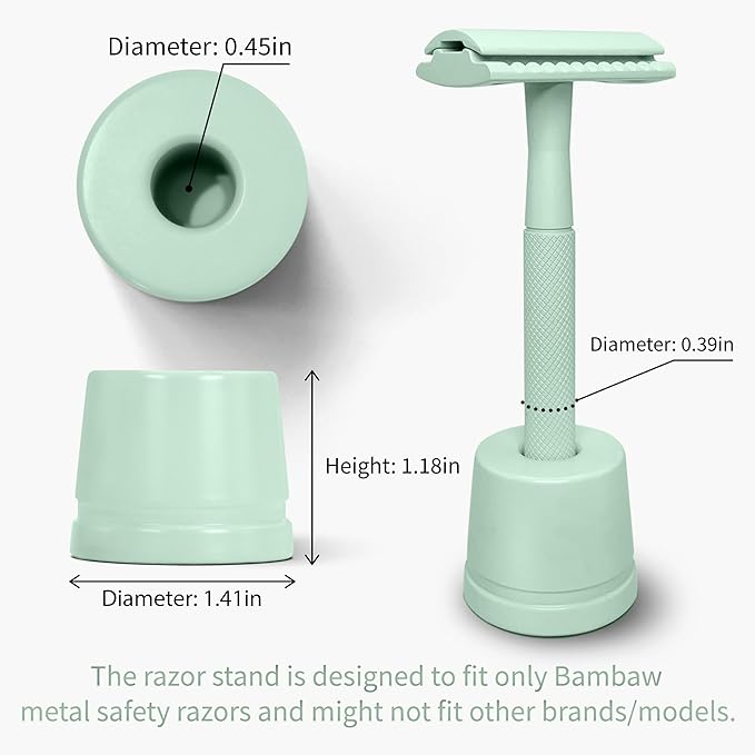 Bambaw Mint Green Safety Razor Stand | Razor Holder Stand | Shaving Razor Stands does not fit all Safety Razors | Shaver Holder Stand Razor Base | Double Edge Razor Stand | Single Razor Stand