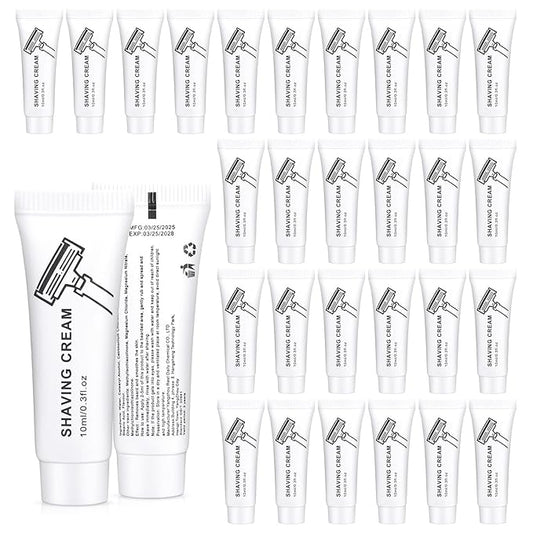 Shaving Cream Bulk, 10ml/0.35fl Oz Travel Shaving Cream, Individually Packaged, Suitable For Travel, Hotel, Home, Camping, Charity, Homelessness (50-PACK)