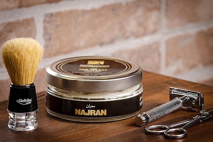 Officina Artigiana Milano Najran Shaving Soap 150ml – Luxury Italian artisan wet shaving soap with 46% wellness oils & shea butter – woody‑smoky fragrance – vegan skincare