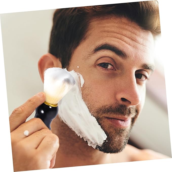 minkissy Beard Care Brush Wooden Handle Men Shaving Tool Nylon Brush for Men Barber