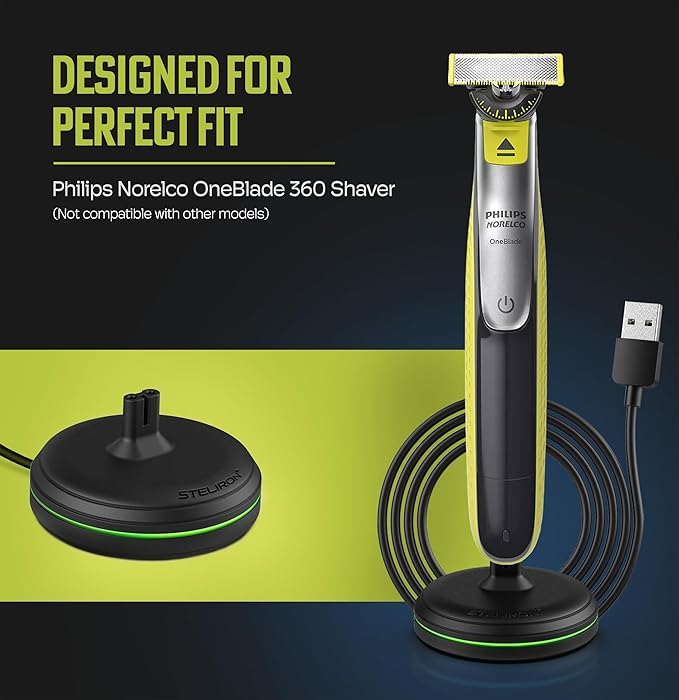 Charging Stand for Philips Norelco OneBlade 360 Shaver - Charger Dock with LED Light Indicator and USB Cable Compatible with Models QP2724, and QP2834