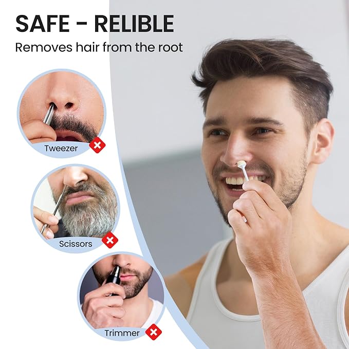 Nose Hair Wax Sticks, 60 Pcs Nose Wax Applicator Sticks with Disposable Spatulas, Nose Hair Removal & Nostril Cleaning, Nose Ear Hair Removal Wax for Men Women, Painless