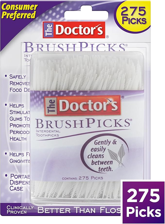 The Doctor's BrushPicks, Interdental Brushes & Dental Picks, Gently Remove Food Debris from Braces & Dental Work, 275 Count