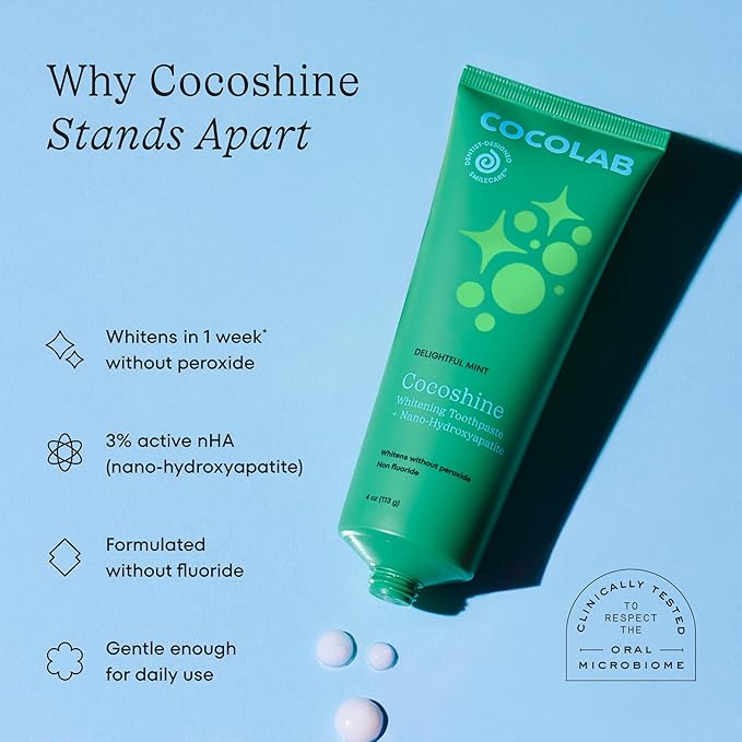Cocofloss Cocoshine Whitening Toothpaste, Remineralize & Repair Sensitive Teeth, Fluoride-Free with n-HA, Kid-Friendly, Pina Colada, 4 oz
