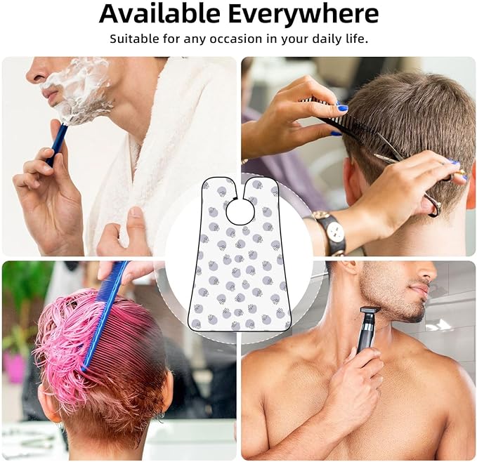 Beard Shaving Cape with Suction Cups, Cow Print Purple Shave Bib, Non-Stick Waterproof Hair Catcher, Grooming Bib for Men Husband