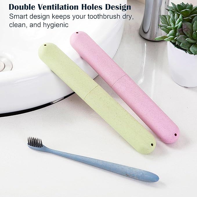 4-Pack Toothbrush Travel Case, Plastic Dustproof Breathable Travel Toothbrush Holders for Home, Travel, Business, Camping, School, Portable Travel Toothbrush Containers