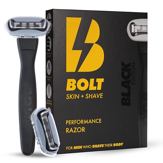 Performance Razor - Black Edition - 5-Blade Swedish Steel - Aloe & VIT E - Zinc Handle - Smooth Shave Kit - 2 Cartridges