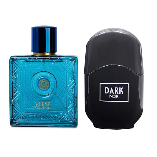 Verse Adonis&Dark Noir Combo Men Cologne 3.4 Fl. Oz Men's Perfume Refreshing Combination of Woody Floral & Fruity Scents Eau De Parfum for Men Lasts All Day Best Gift for Any Occasion