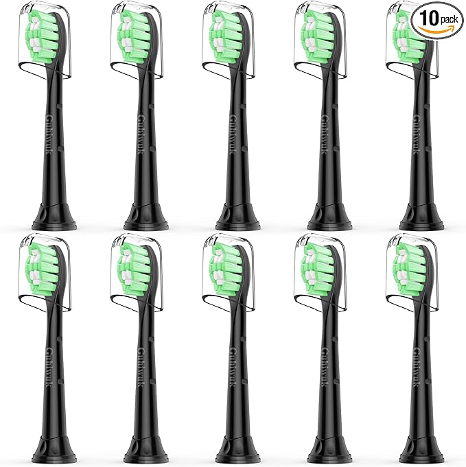 Designed for Sonicare Replacement Heads, Electric Toothbrush Replacement Brush Heads Compatible with Philips Sonicare, 10 Pack, Black