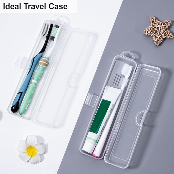 Yeeco Toothbrush Case 2 Packs, Transparent Toothbrush Travel Case, Plastic Toothbrush Holder Travel Size, 7.87 x 1.85 x 1.18 inches Portable for Traveling,Clear