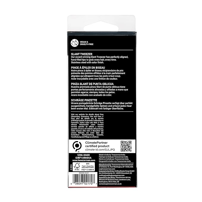 Tweezerman Exclusive Moon Dust Slant Tweezer - Hair Removal Tweezers, Stainless Steel