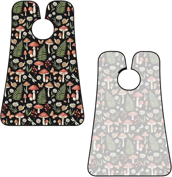 Men's Beard Maintenance Apron, Waterproof & Easy Clean, Witchy Mystery Vintage Magic Mushrooms Fall Leaf Floral