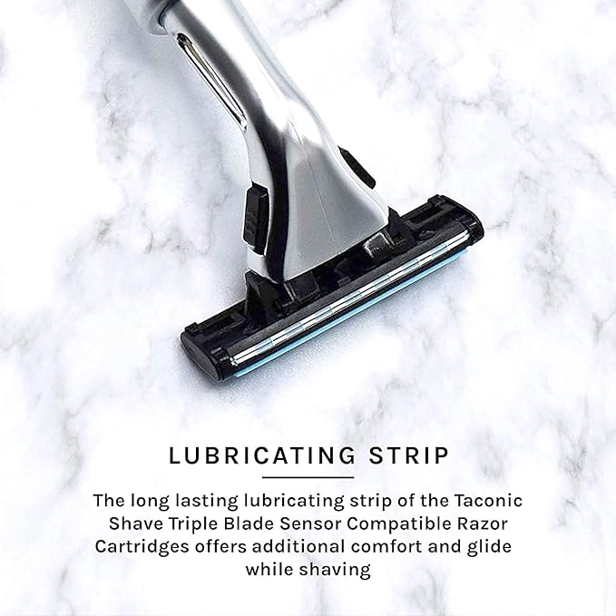 Taconic Shave, Gillette Sensor & Sensor Excel Compatible Heavyweight Triple Blade Pivot Head Razor, Includes 1 Preloaded Blade - Delivers a Smooth, Close & Comfortable Shave
