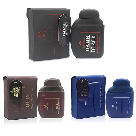 3Pack Men Cologne Dark Black Series Eau De Parfume Spray with Woody Floral & Fruity Scent Perfume Gift Set Day to Night Luxury Fragrances