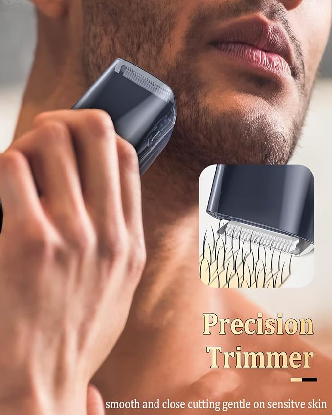 ENNSU Beard Trimmer for Men Auto-Vaccum, Rechargeable Electric Men Beard Trimmers with 2 Combs, 1-20mm Adjustable Length Dial, Waterproof Cordless Mustache Trimmer for Face, Stubble, Blue