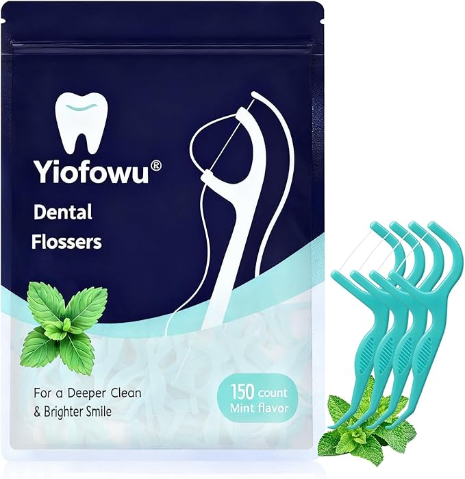 Dental Flossers, Teeth Flossers, 150 Count, Floss Picks, Minty Flavor, Recycled Plastic, Super Strong Thin Floss, Tight Teeth, Toothpicks, Gentle on Gums & Teeth