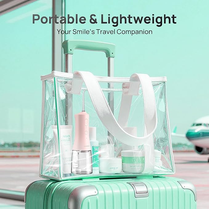 Operan 300ml Cordless Water Dental Flosser, Portable Water Flossers for Teeth, 4 Pulse Modes IPX7 Waterproof Oral Irrigator with 4 Tips, 21 Days Runtime for Travel, Home, Braces, Gum Care, Pink+1Pack