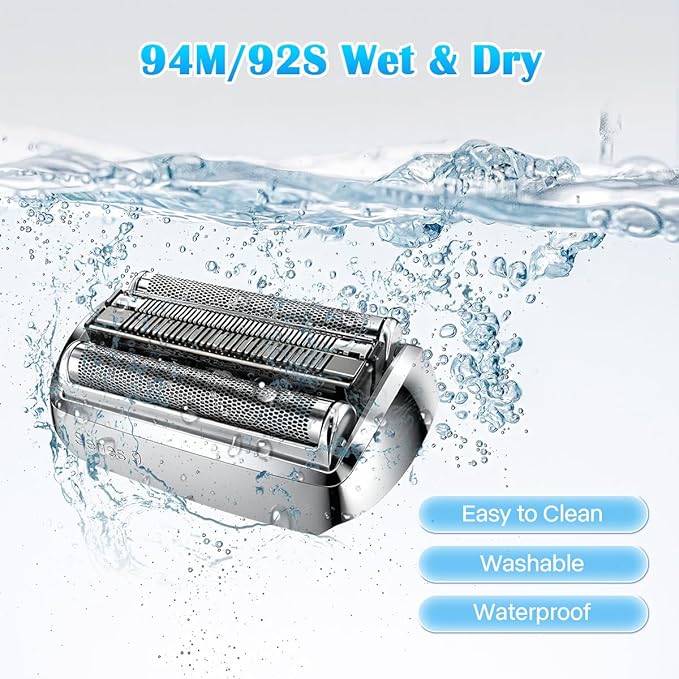 92S Series 9 Replacement Head, Compatible with All Braun Series 9 Electric Shavers, Fits 9477cc 9330s 9465cc 9460cc 9419s 9390cc 9385cc (Silver) (92S)