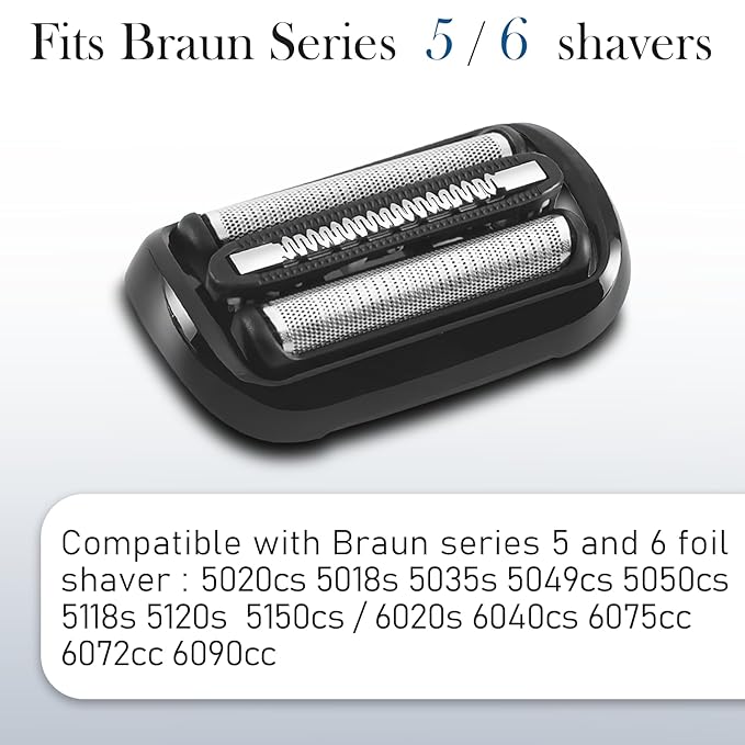 53B Series 5/6 Shaver Replacement Head for Braun Electric Shavers - Compatible with Braun Shaving Razor New Generation 5020cs 5018s 5035s 5049cs 5050cs 6020s 6040cs 6075cc 6072cc 6090cc, 2Pack