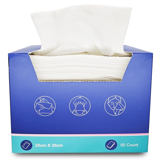 Disposable Face Towels,50 Counts/Box - Soft & Lint-Free Facial Cleansing Wipes for Makeup Removal,Travel & Home Use