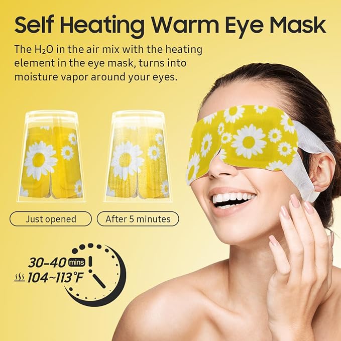 Steam Eye Mask, 10 Packs Heated Eye Mask, Self Heating Disposable SPA Warm Compress for Eyes Sleep Mask, Travel Essentials & Relaxation Gifts, Valentine's Day Gifts (Chamomile Scent)