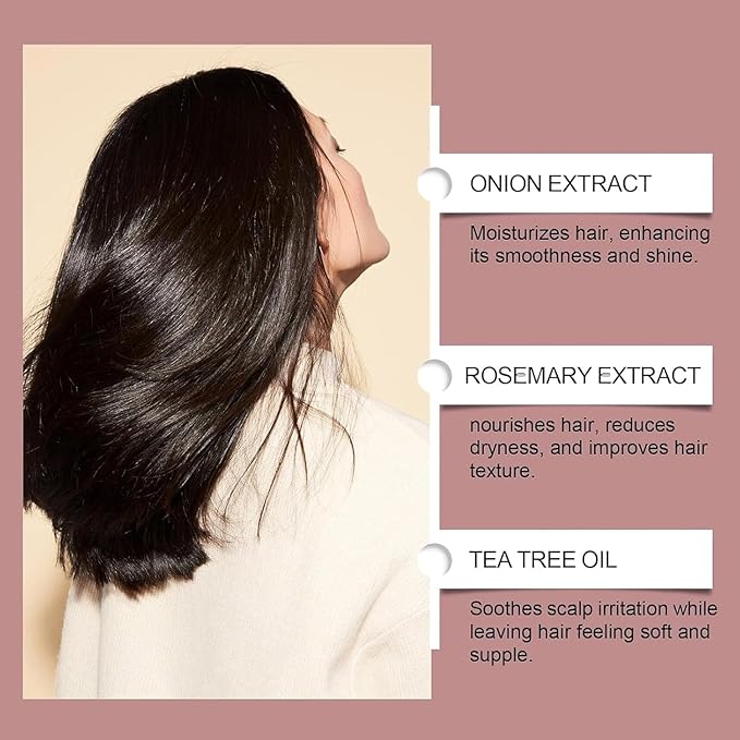 Onion & Biotin Hair Growth Shampoo, Infused With Rosemary Tea Tree Oil, Hair Growth Shampoo for Thinning Hair, Hair Loss and Thinning Hair, Support Hair Regrowth For Women Men (2 PCS)