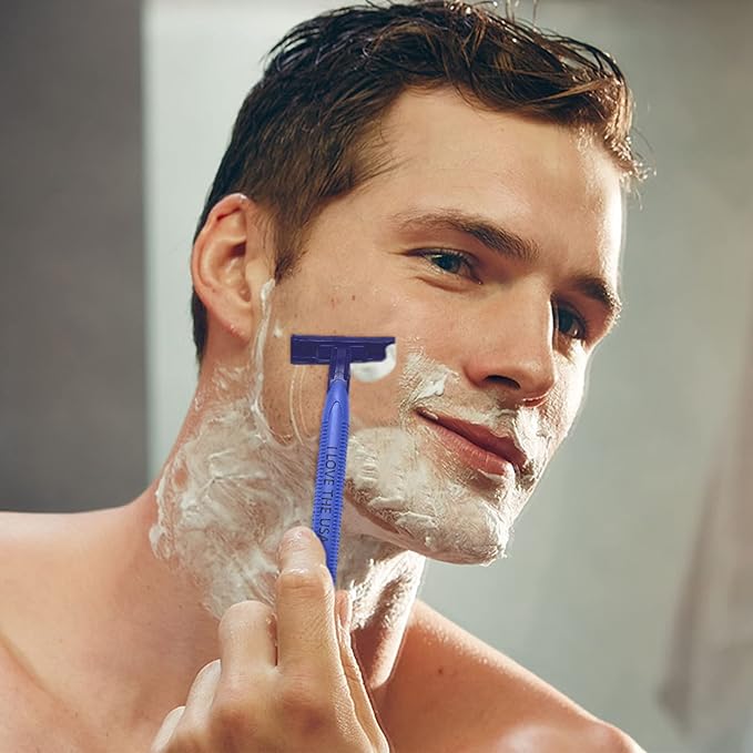 2 Blade Mens Disposable Shaving Razor, Shaving Inspiration - I LOVE THE USA, 100 Count