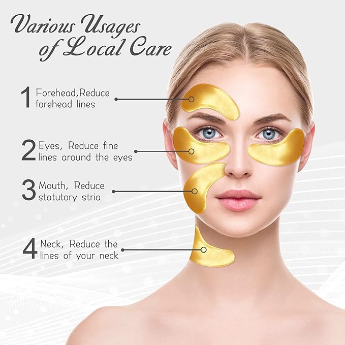 Permotary 30 Pairs Gel Crystal Collagen Under Eye Patches, 24K Gold Eye Mask for Moisturizing Skin, Lighten Dark Circles, Reduce Wrinkles & Puffiness,Valentines Day Gifts