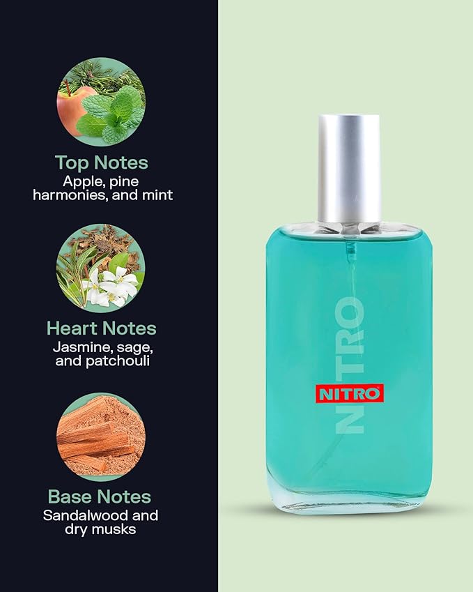 PB ParfumsBelcam Nitro Eau De Toilette Spray for Men – Affordable, Long-Lasting Woody Cologne with Fresh Apple, Mint, Pine & Sandalwood – Masculine Fragrance for Men, All-Day Use – 3.4 Fl Oz
