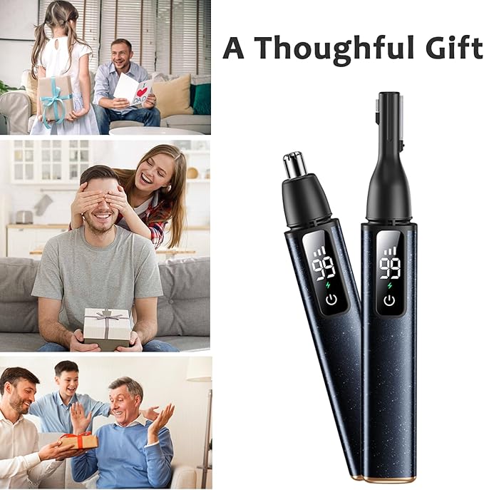 Nose Ear Hair Trimmer for Men – Eyebrow Hair Razor 2-in-1 Rechargeable Dual-Edge Face Shaver for Face Nose Peach Fuzz for Women