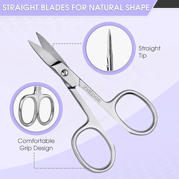 Stainless Straight Steel Nail Scissors– 3.5” Small Manicure Pedicure Scissors -Sharp Fingernail, Facial Hairs, Eyebrow, Mustache, Nose Hair & Toenail Grooming Tool