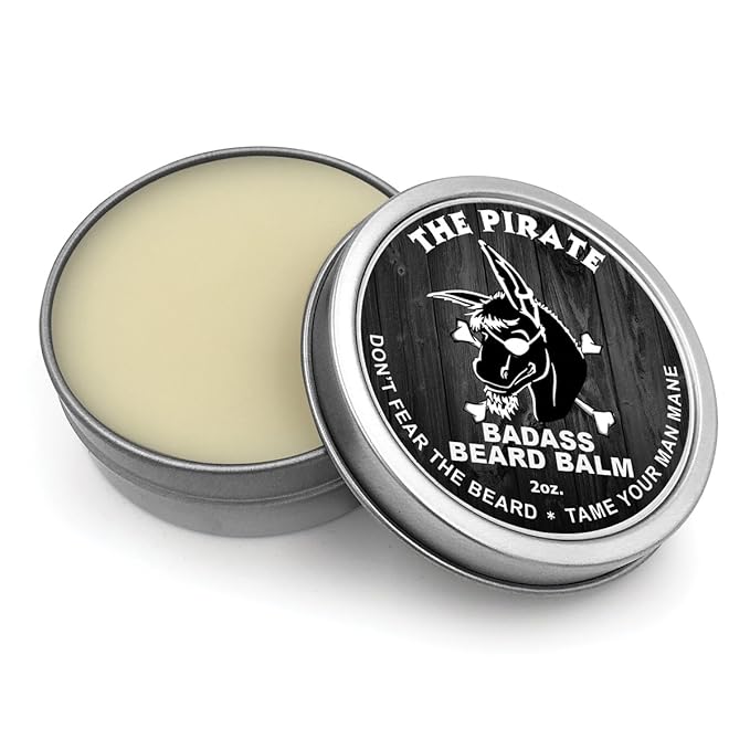 Badass Beard Care Beard Balm - Secret Agent Scent, 2 oz - All Natural Ingredients, Keeps Beard and Mustache Full, Soft and Healthy, Reduce Itchy and Flaky Skin, Promote Healthy Growth