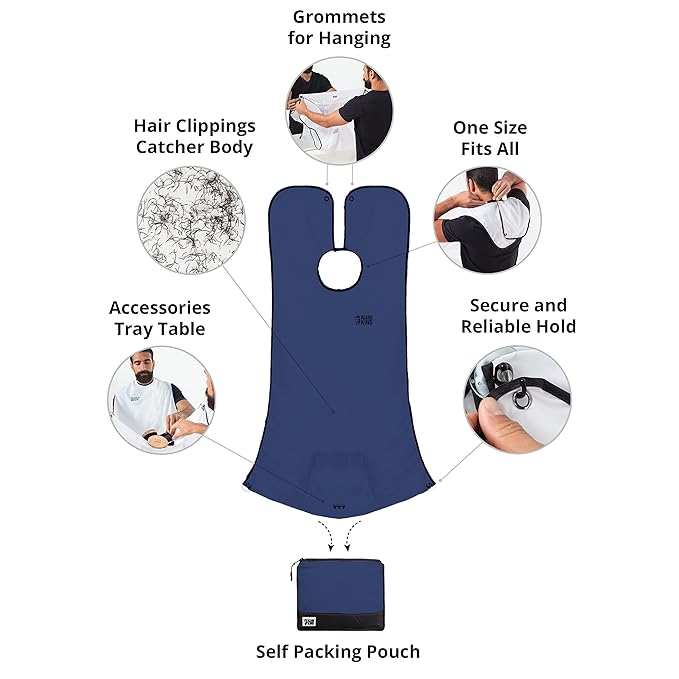 Beard King Beard Bib Apron - As Seen on Shark Tank – Gifts for Him, Stocking Stuffers for Men, Mens Gift, Blue