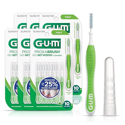 GUM Proxabrush Go-Betweens - Tight - Interdental Brushes - Soft Bristled Dental Picks for Plaque Removal Health - Safe for Braces & Dental Devices, 10ct (Pack of 6)