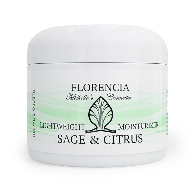 Florencia Sage & Citrus Lightweight Moisturizer - Fast-Absorbing, Hydrating, Nutrient Enhanced Face Cream for Sensitive, Oily, Combination Skin.