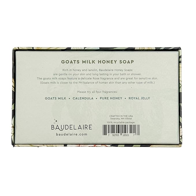 Baudelaire Honey Soap, Goats Milk, 2 Bar Set
