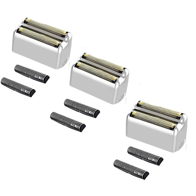 Professional Replacement Foil and Cutters for BaBylissPRO Barberology Double Foil Shaver, Compatible with BaBylissPRO Barberology FXFS2 Shaver (3 silver)