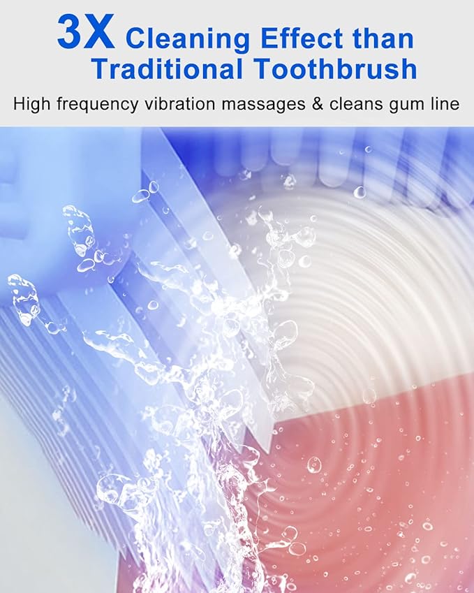 Ultrasonic Electric Toothbrush, U Shaped Automatic Toothbrush for Adults 360° Whole Mouth Toothbrush Whitening IPX7 Waterproof