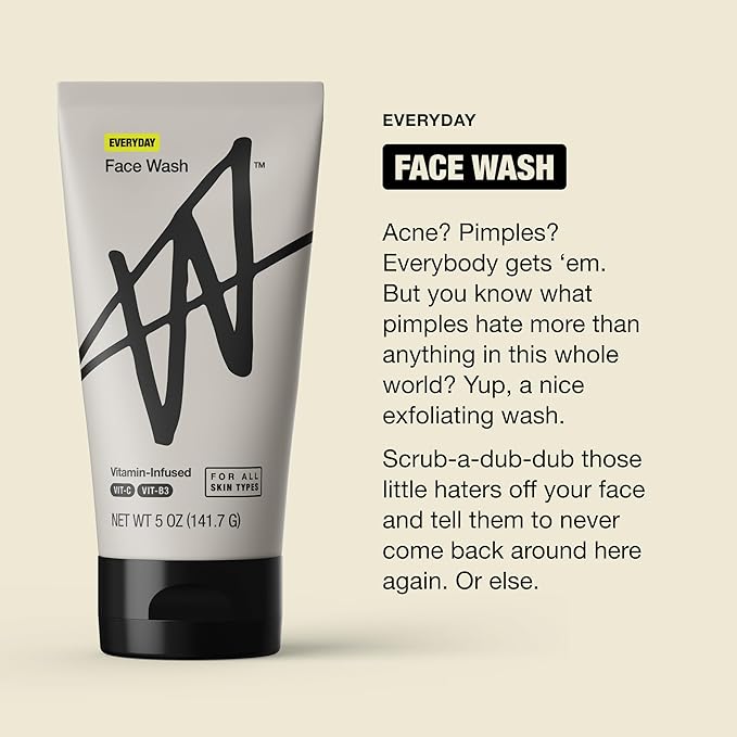 W By Jake Paul Everyday Mens Face Wash, Exfoliating, Face Cleanser for Men, For All Skin Care Needs, Unscented, 5 fl oz