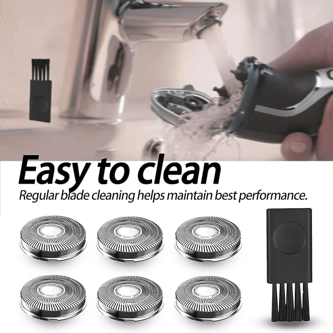 Upgraded SH30/52 Replacment Blades for Series 1000, 2000, 3000 and PTxxx series Razors, Dual-Ring Precision Shaving Heads with Titanium Coating, 6Pack.