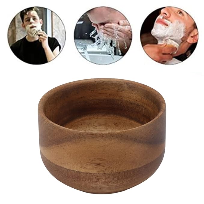 Portable Wooden Shaving Foam Bowl Wooden Shaving Brush Bowl Men Shaving Soap Bowl Lather Shave Cream Bowl for Home Barber Shop Salon