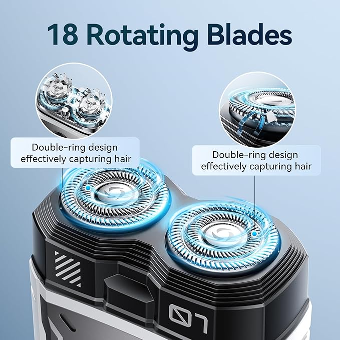Electric Shavers for Men,Mini Electric Razor,Electric Shavers for Men Face,USB Rechargeable Portable Travel Shaver,Double-Ring Magnetic Cutter,IPX7 Waterproof,Cordless Compact Shaver