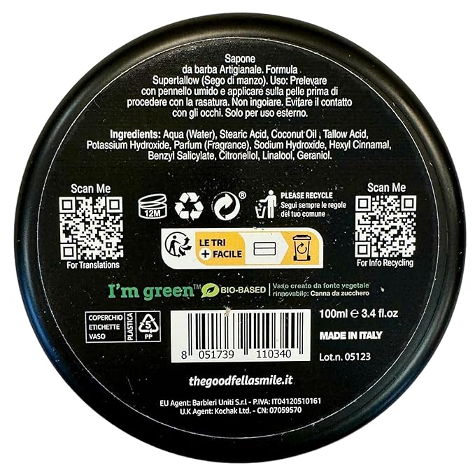 The Goodfellas’ Smile TALLOW N.1 (Floral & Wood) Italian Shaving Soap – Rich Tallow Croap for Thick Brush Lather, Wet Shaving & Classic Grooming Rituals