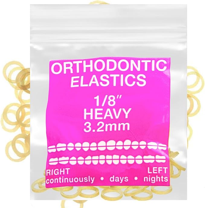 Amber Latex 100 counts, Intraoral Elastic Bands Orthodontic Elastics Dental Rubber Bands Made in US Heavy 1/8'', Amber Latex