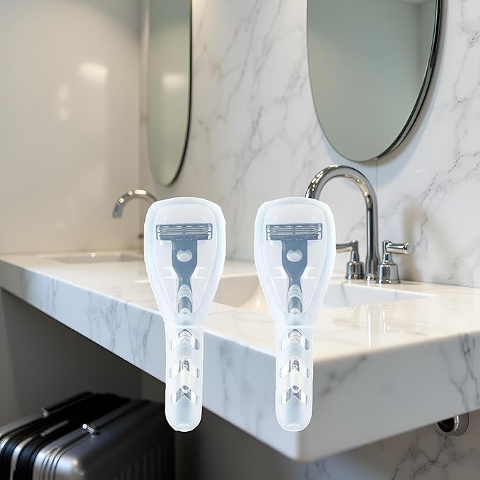 2Pcs Transparent Portable Travel Men Manual Razor Protector Plastic Box Cover Container Storage Shaver Holder Protector Case Organizer,Electric Shavers, Men's Electric Shaver Accessories