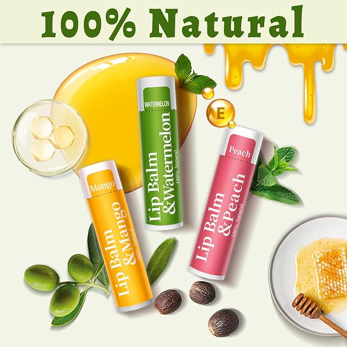 40 Pack of Lip Balm, 12 Flavored Lip Balm in Bulk Natural Lip Balms Set, Beeswax Moisturising & Soothing Lip Balms Bulk Gifts for Women Stocking Stuffers Party Favors(4.2g/0.15oz)