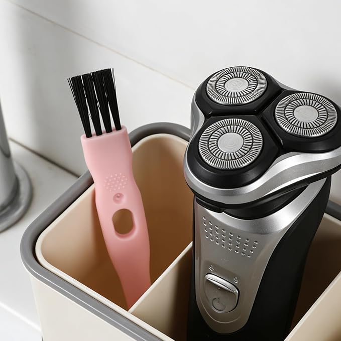 60pcs Electric Razor Shaver Cleaning Brush - Pink Plastic Handle Gap Detail Brush - Nylon Bristle Cleaning Tool for Trimmer Dust Removal and Crevice Care