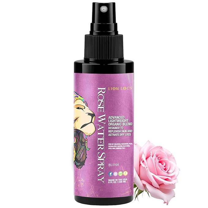 Lion Locs Rosewater Moisturizing Spray for Locs and Skin | Organic Vegan Conditioner Rose Water for All Hair Types