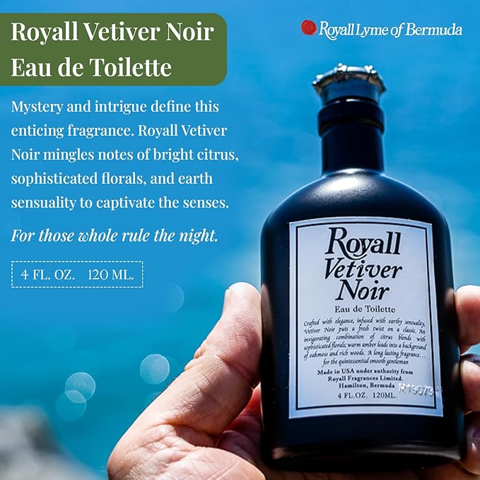 ROYALL VETIVER NOIR, Men's Eau de Toilette, Vetiver & Amber Fragrance – 4 oz Spray