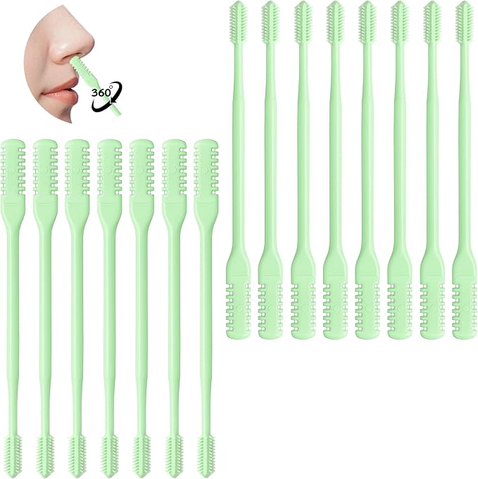 15Pcs 2-in-1 Mint Green Nasal Hair Cutter for Men Nose Trimmer for Women Gift for Christmas 360° Rotating with Cleaning Brush,Nasal Hair Remover for Womens Unisex Nose Hair Cutter for Travel